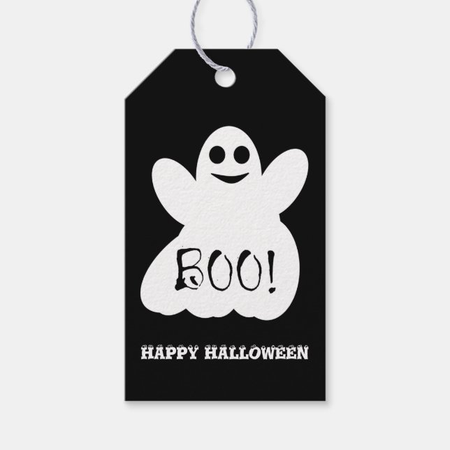 ¡Boo! Etiqueta de regalo fantasma de Halloween (Anverso)
