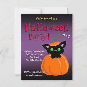 ¡BOO! Gato en una invitación de Halloween/Cumpleañ