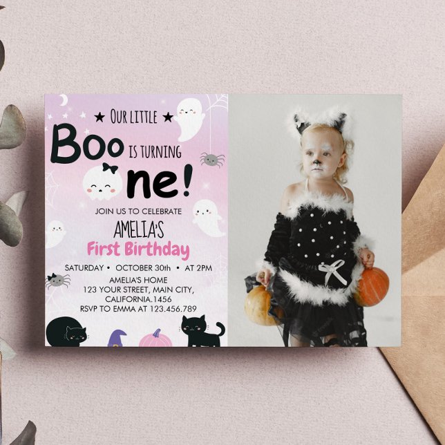 Boo Ghost Primera Invitación de Cumpleaños (Subido por el creador)