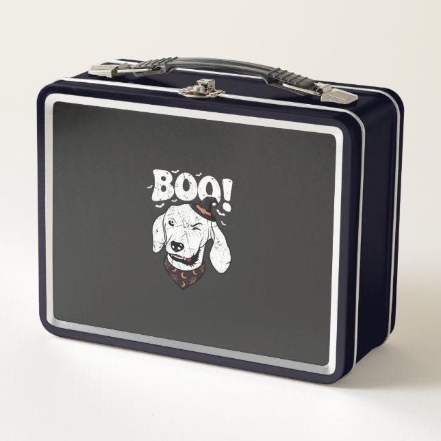 Boo Halloween Perro Bruja Sombrero Murciélagos (Anverso)