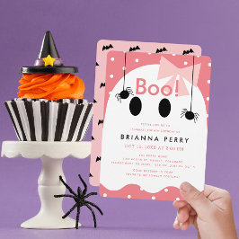 ¡Boo! Invitación a cumpleaños rosado de Chica fant