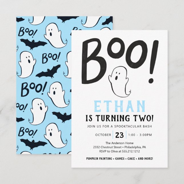¡Boo! Invitación a Halloween de la Segunda Fiesta  (Anverso / Reverso)