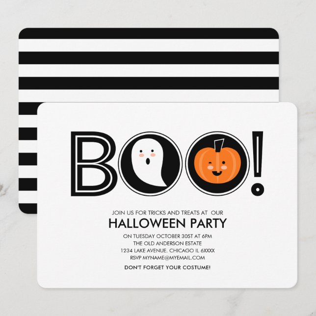 ¡Boo! Invitación a la fiesta de Halloween (Anverso / Reverso)