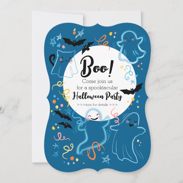 ¡Boo! Invitación a la fiesta de Halloween para niñ (Anverso)