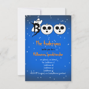 ¡BOO! Invitación de calabazas blancas de Halloween