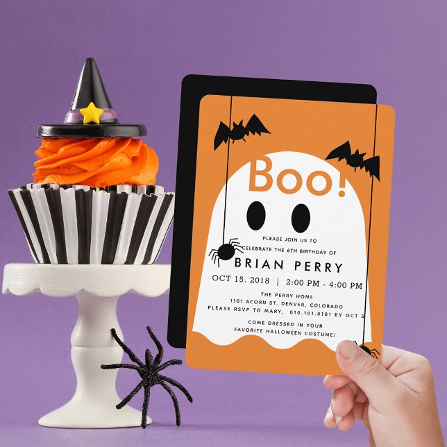 ¡Boo! Invitación de cumpleaños a Naranja fantasma  (Subido por el creador)