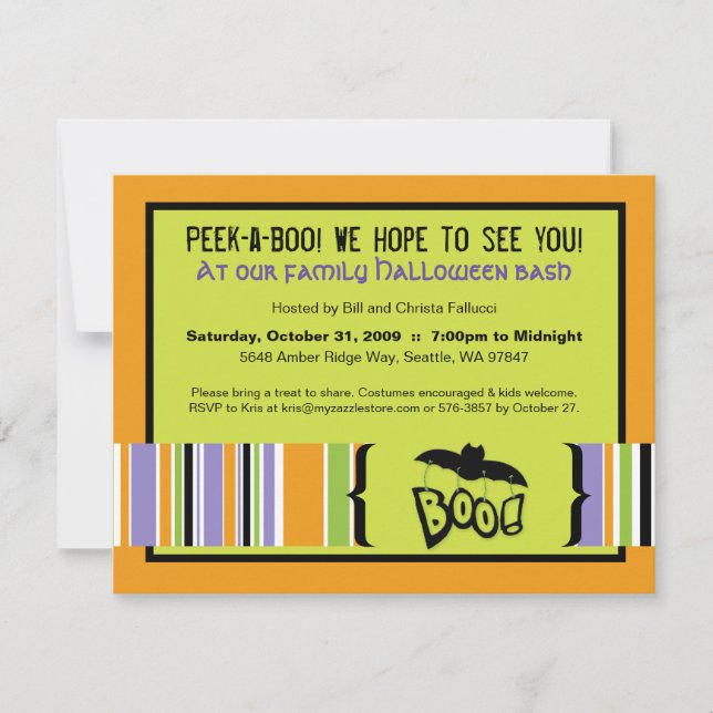 Boo Invitaciones de Halloween (Anverso)