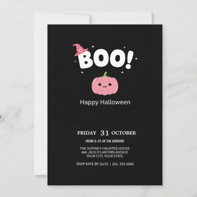 ¡BOO juguetón! Invitación a la fiesta de Halloween (Anverso)