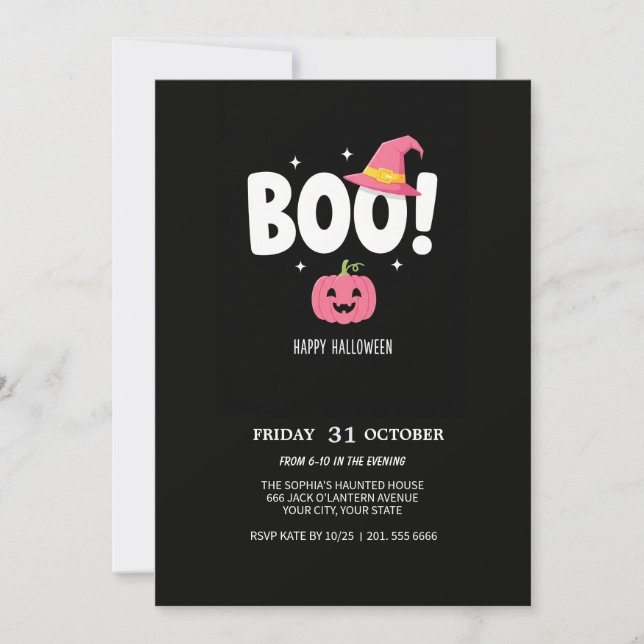 ¡BOO juguetón! Invitación a la fiesta de Halloween (Anverso)