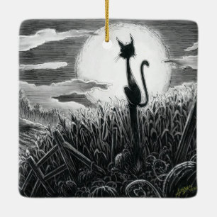 Boo Kitty en el ornamento de cerámica lunar