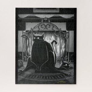 Boo Kitty Se Siente Sobre El Rompecabezas De Jigsa