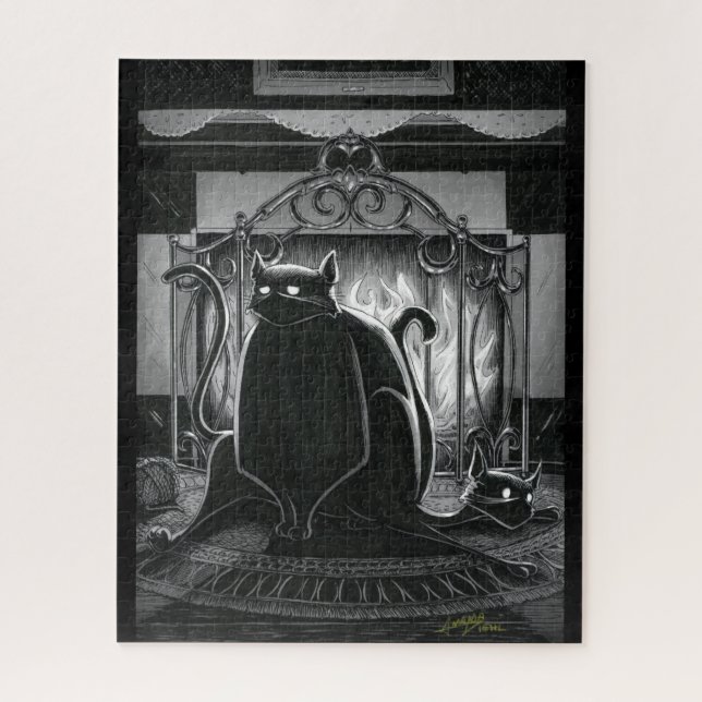 Boo Kitty Se Siente Sobre El Rompecabezas De Jigsa (Vertical)