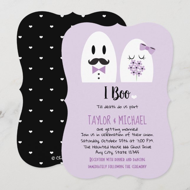 Boo las invitaciones a la boda de Halloween (Anverso / Reverso)