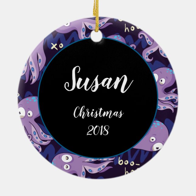 Boo Octopus Cute Niños Púrpura Ropa Y Decoración (Atrás)