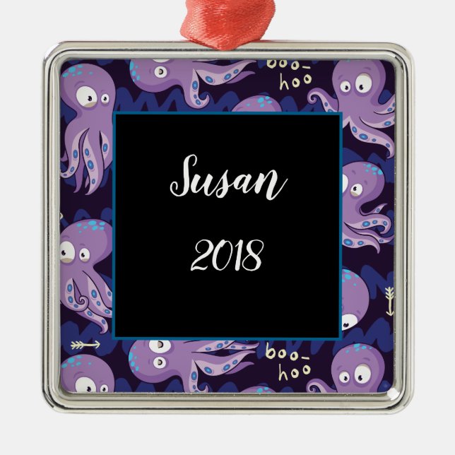 Boo Octopus Cute Niños Púrpura Ropa Y Decoración (Frente)