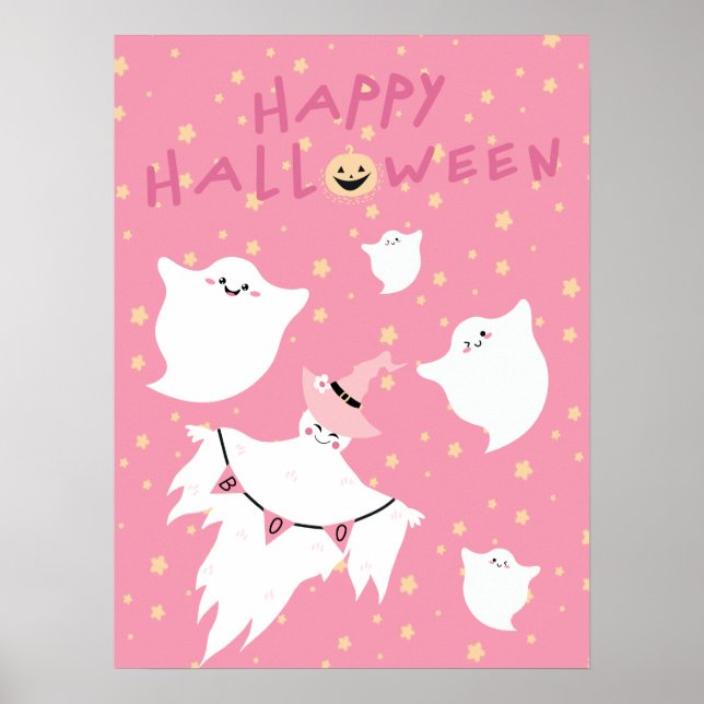 Boo Pastel Halloween Decoración Nursery Rosa Lanta (Frente)