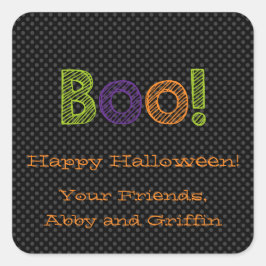 ¡Boo! Pegatina de Halloween Plaza Personalizada