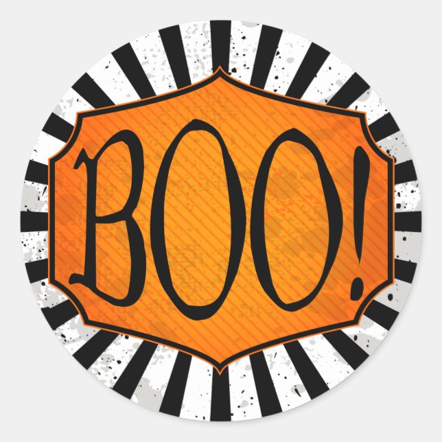 ¡BOO! Pegatinas de Halloween blancos y Naranjas ne (Anverso)