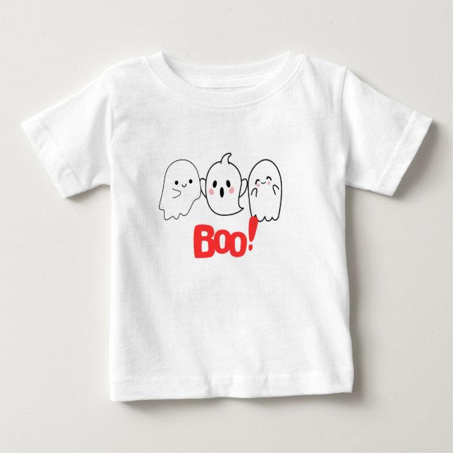 ¡Boo! Pequeña camiseta de Halloween de sabor y fan (Anverso)