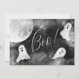 ¡Boo! Tarjeta de Halloween de color de agua dulce 