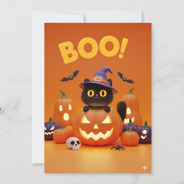 ¡BOO! Tarjeta de invitación de Halloween (Anverso)