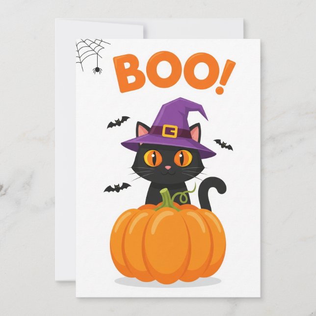 ¡BOO! Tarjeta de invitación de Halloween (Anverso)