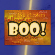¡Boo! Tarjeta postal de saludo de Halloween