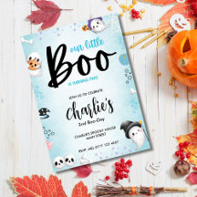 ¡Boo tiene 2! Invitación de Blue Halloween Ghost B