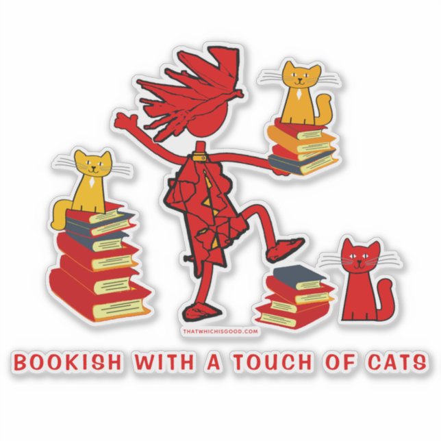 Bookish with Cats Personalizado-Cut Vinyl Pegatina (Anverso)