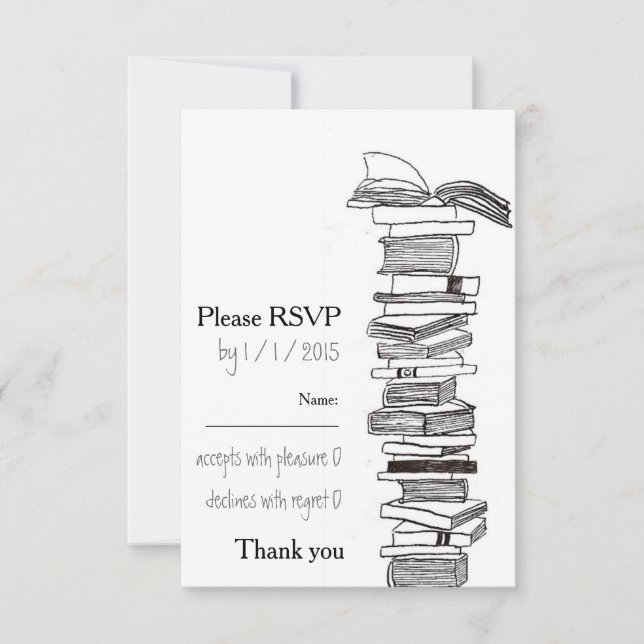Booklovers que casan la tarjeta de RSVP de la (Anverso)