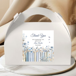 Books Blue Floral Baby Shower Gracias Pegatina