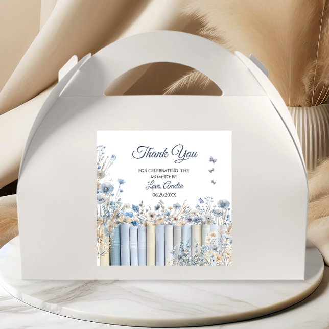 Books Blue Floral Baby Shower Gracias Pegatina (Subido por el creador)