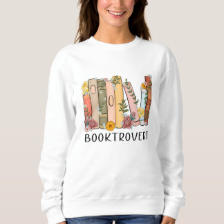 Booktrovert floral de suéter de la tripulación