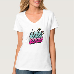 Boom Art Design mujeres, camiseta básica de cuello