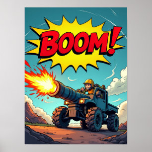 ¡BOOM! Camión cómico Poster de explosión de arte p