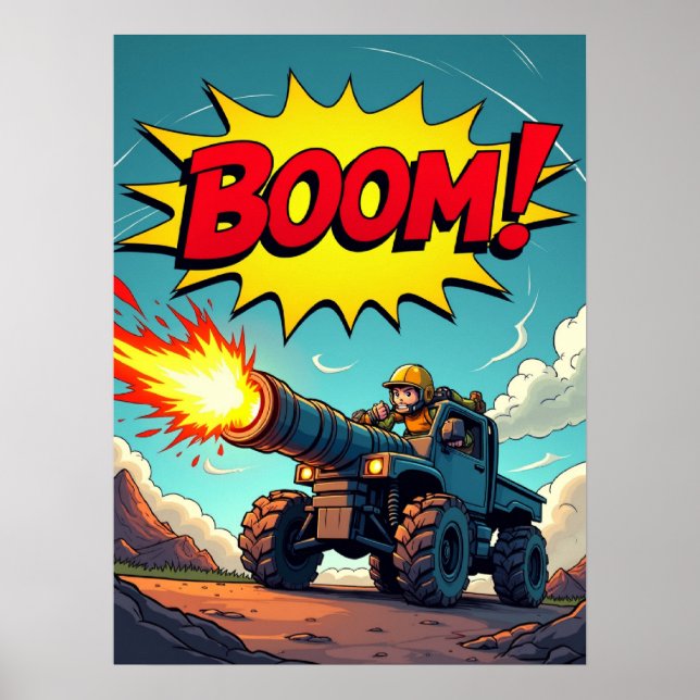 ¡BOOM! Camión cómico Poster de explosión de arte p (Frente)
