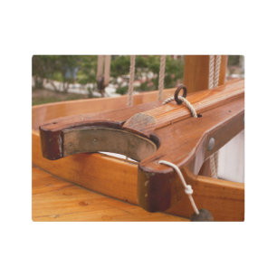 Boom marinero de madera con arte mural Metalizado