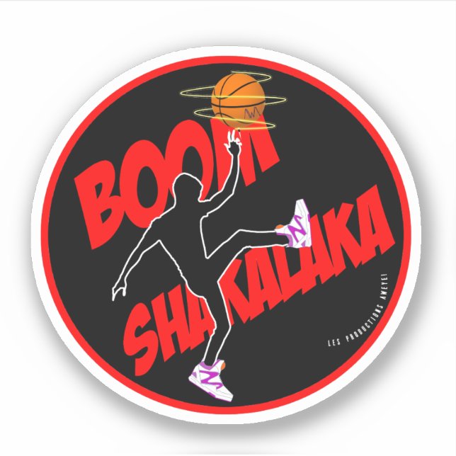 Boom Shakalaka, pegatina redondeado de baloncesto  (Anverso)