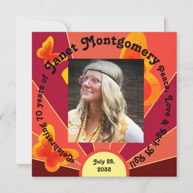 Boomer retro Hippy Sunrise Photo Birday (Anverso)
