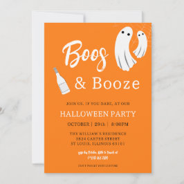 Boos & Booze Invitación Naranja para Halloween de 