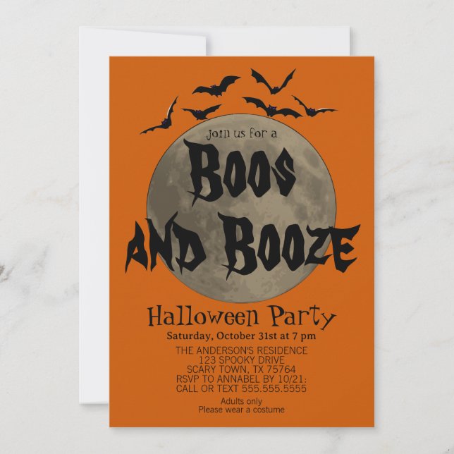 Boos negros naranjas y la invitación a Booze Hallo (Anverso)