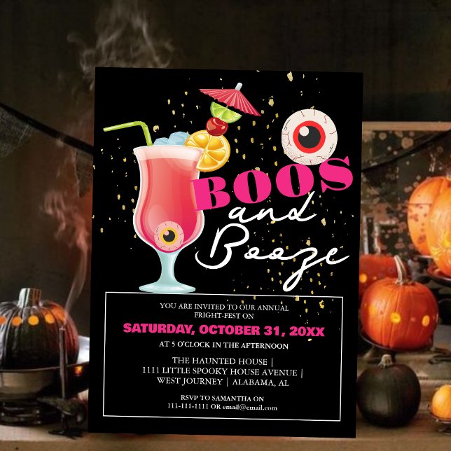 Boos y alcohol espeluznante Invitación a la fiesta (Subido por el creador)