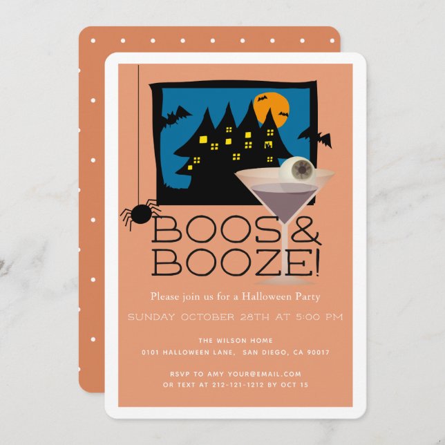 Boos y Booze embrujaron la invitación a la fiesta  (Anverso / Reverso)