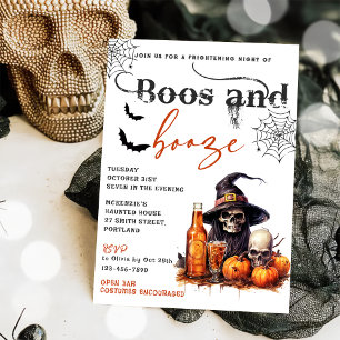Boos Y Booze Invitación A La Fiesta De Halloween