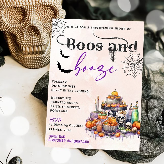 Boos Y Booze Invitación A La Fiesta De Halloween (Subido por el creador)