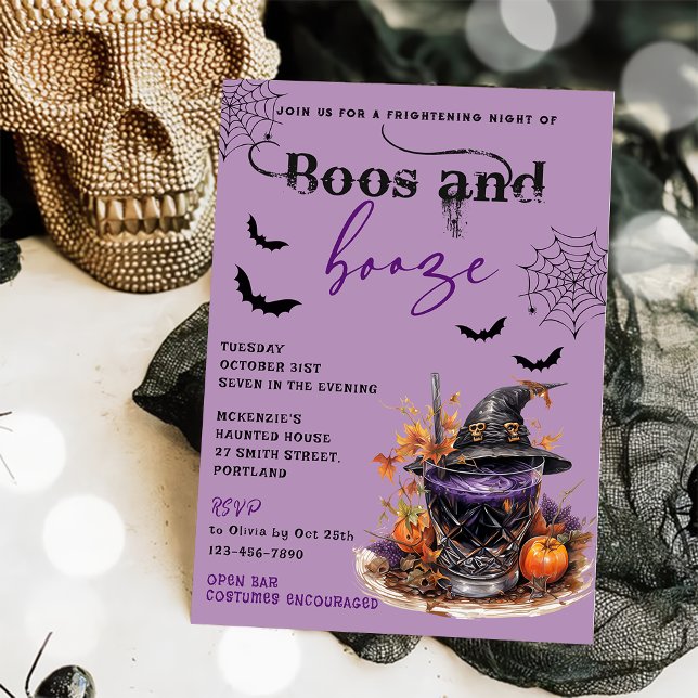 Boos Y Booze Invitación A La Fiesta De Halloween (Subido por el creador)