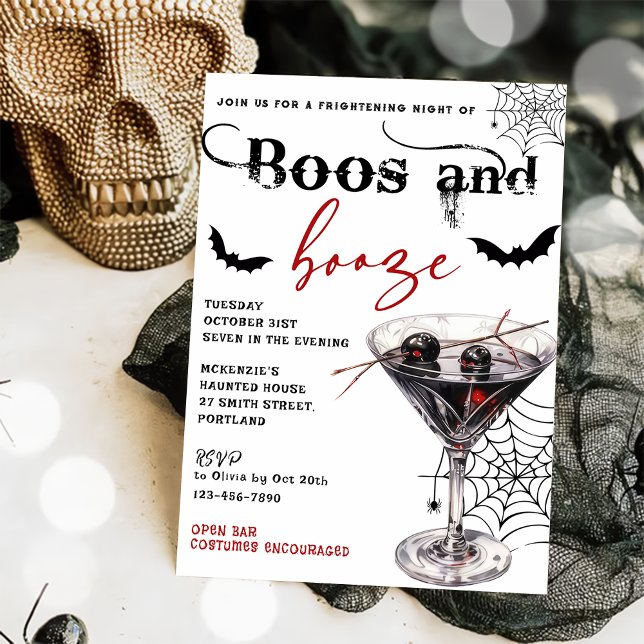Boos Y Booze Invitación A La Fiesta De Halloween (Subido por el creador)
