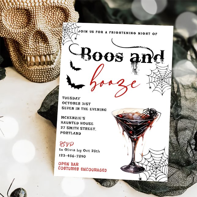 Boos Y Booze Invitación A La Fiesta De Halloween (Subido por el creador)