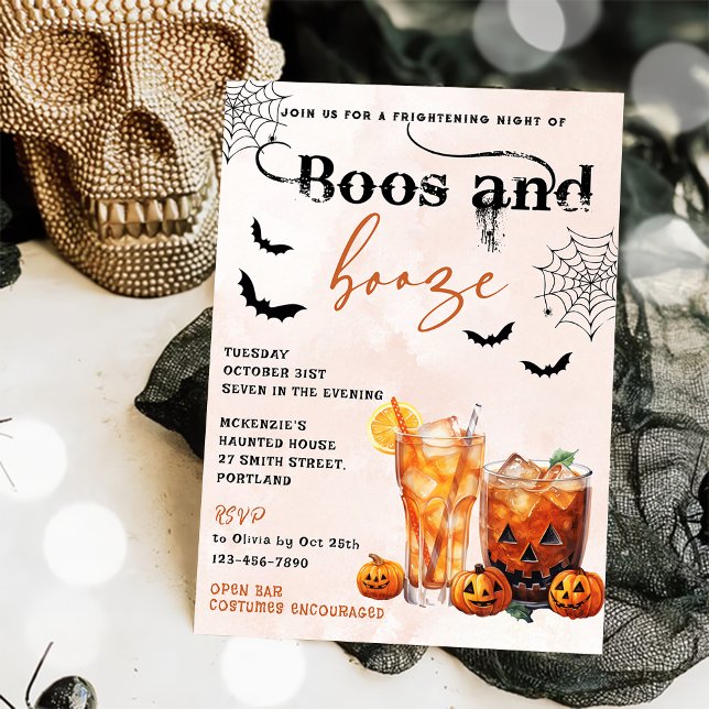 Boos Y Booze Invitación A La Fiesta De Halloween (Subido por el creador)