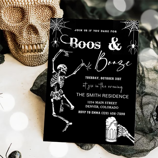 Boos Y Booze Invitación A La Fiesta De Halloween (Subido por el creador)